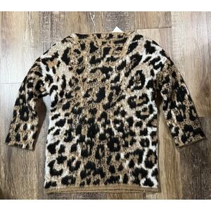 Lineamaglia Boatneck Wool Blend Pullover Sweater Made in Italy Size S Cheetah